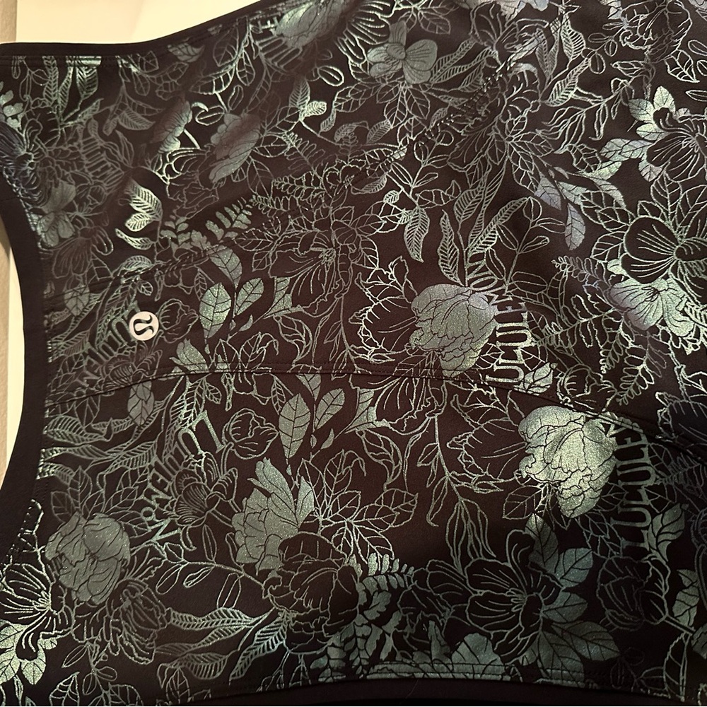 lululemon athletica Black and Silver Floral Tank Top